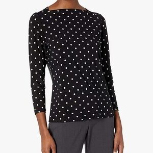 Anne Klein 3/4 Sleeve Knit Envelope Sailor Top